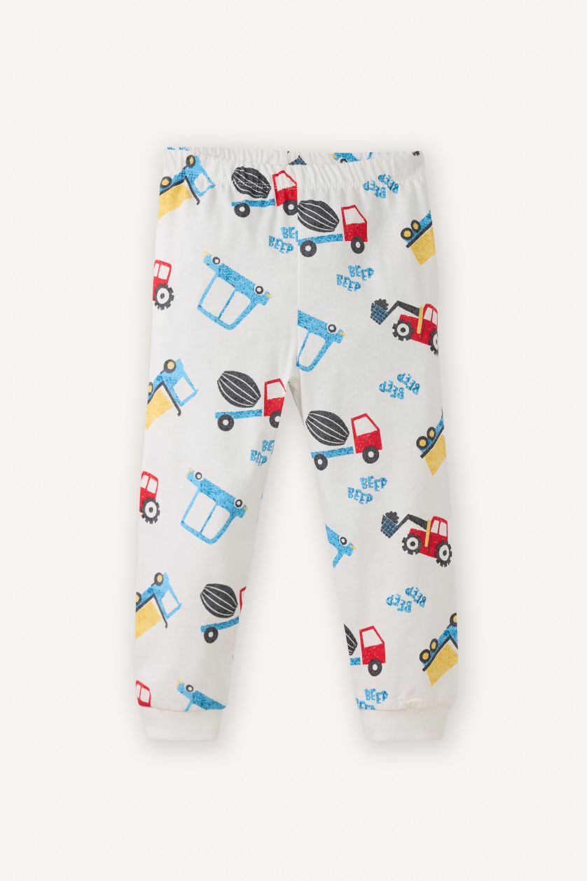 BABY BOY Ecru Baby Boy Patterned 2 Piece Pajama Set