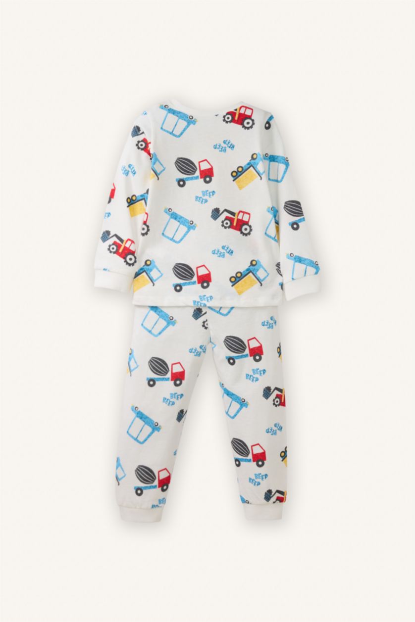 BABY BOY Ecru Baby Boy Patterned 2 Piece Pajama Set