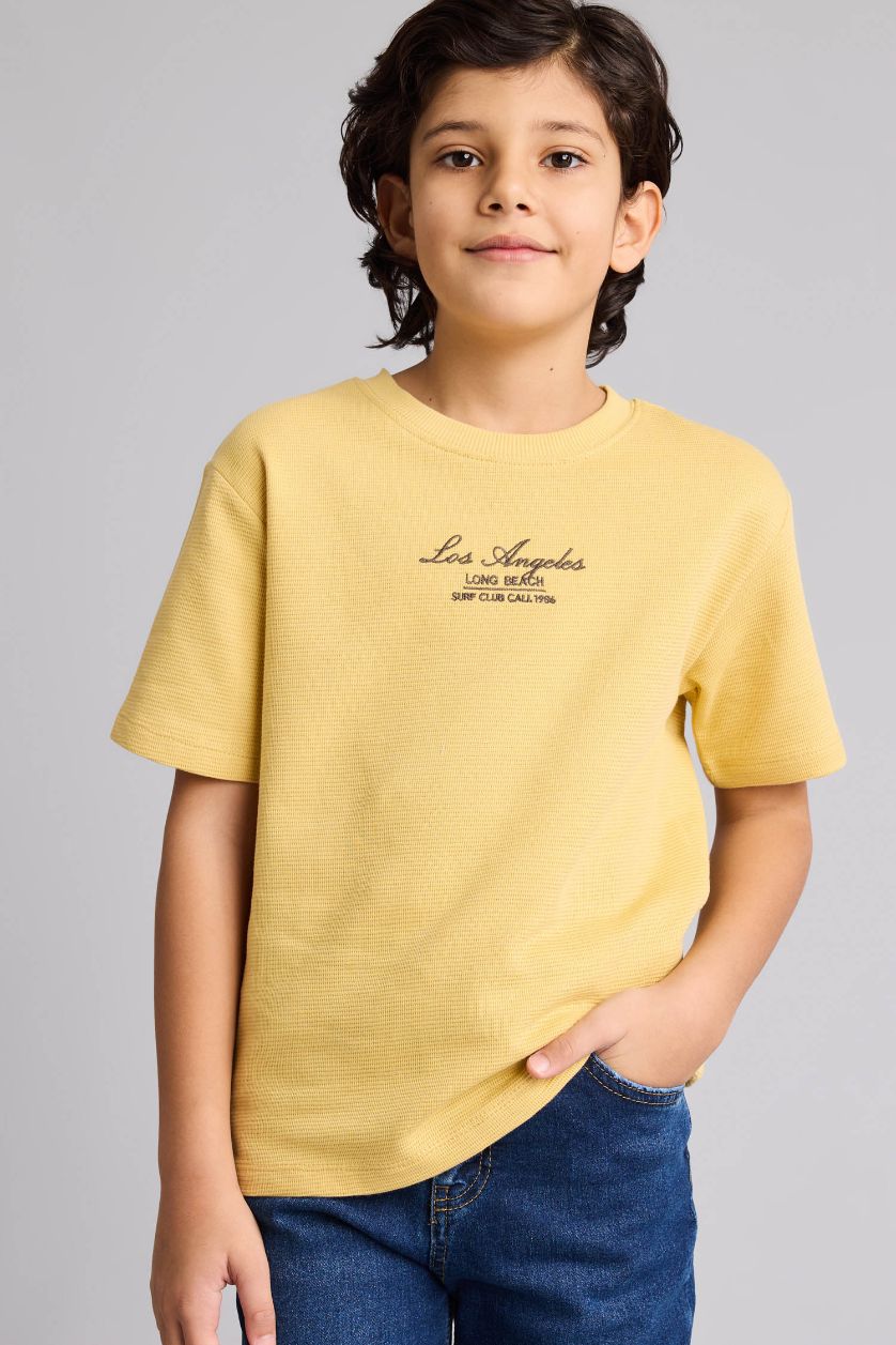 أولاد خردلي تيشيرت ولادي نص ردن مطبوع قصة عادية بياخة مستديرة