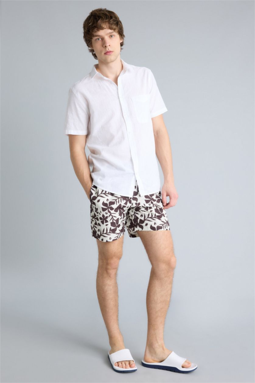 MAN Brown Printed Swim Shorts