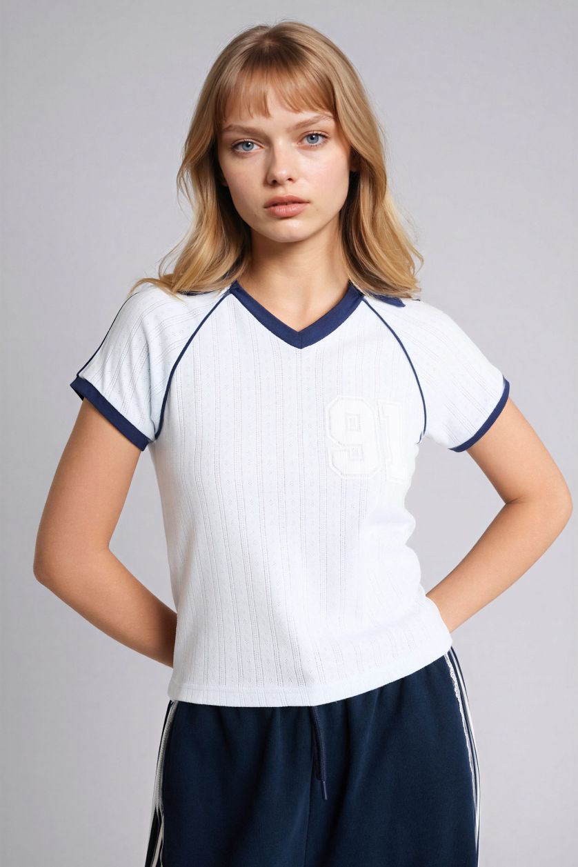 WOMAN Light Blue Fitted Short Sleeve T-Shirt