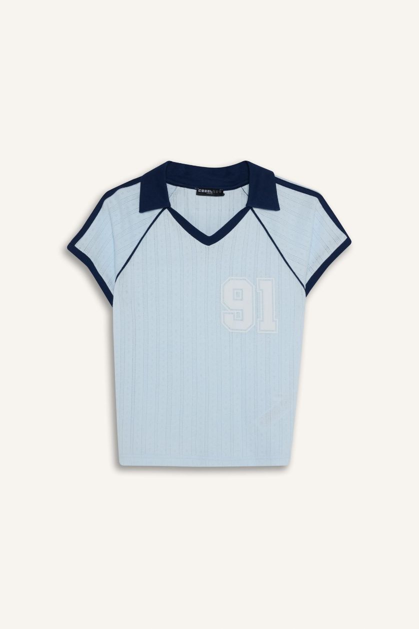 WOMAN Light Blue Fitted Short Sleeve T-Shirt