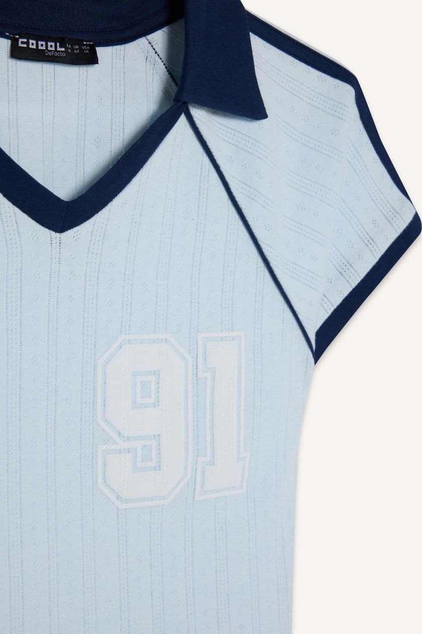 WOMAN Light Blue Fitted Short Sleeve T-Shirt