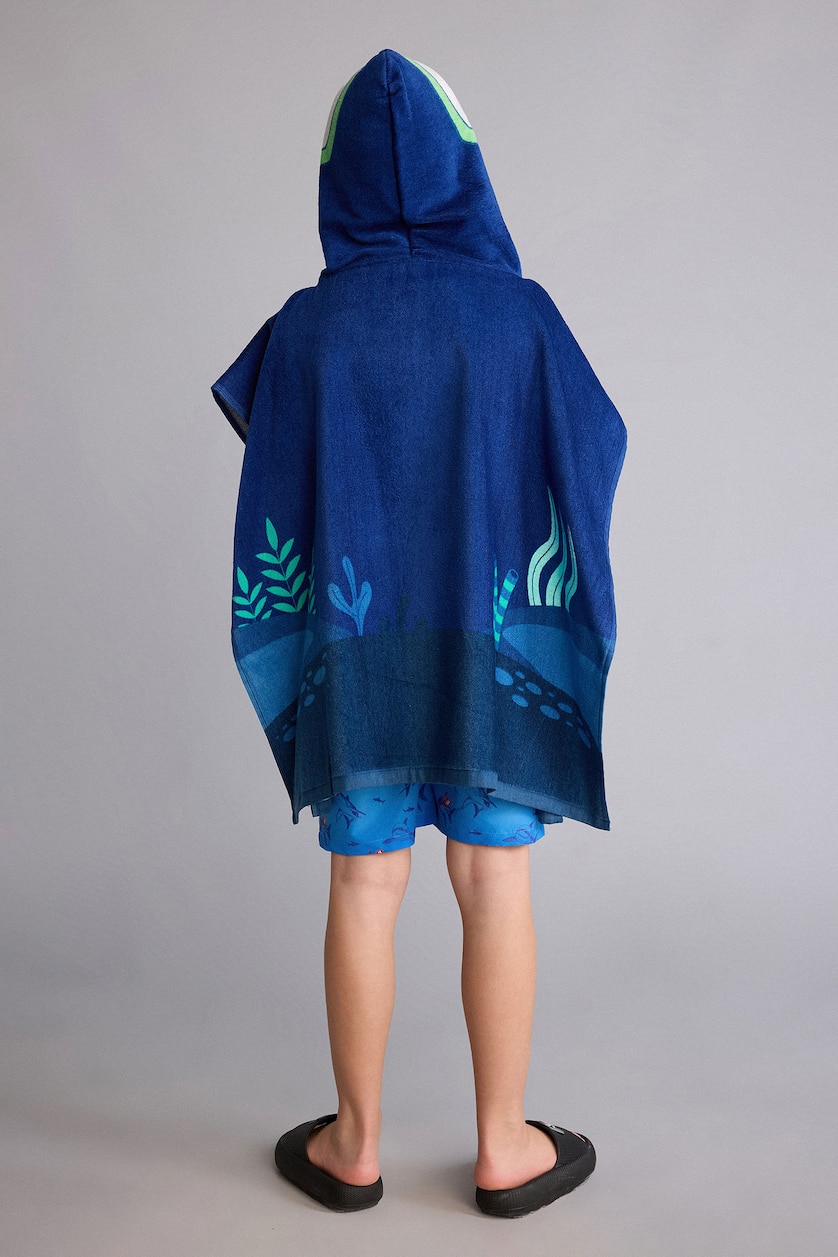 Young Boys - Teen Boys Royal Boy Printed Cotton Poncho Towel