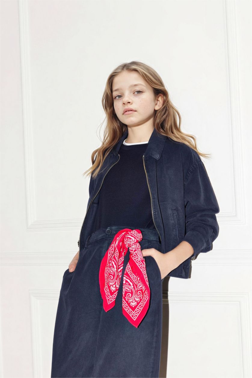 Kız Çocuk - Genç Kız Lacivert Tencel Gömlek Kız Çocuk