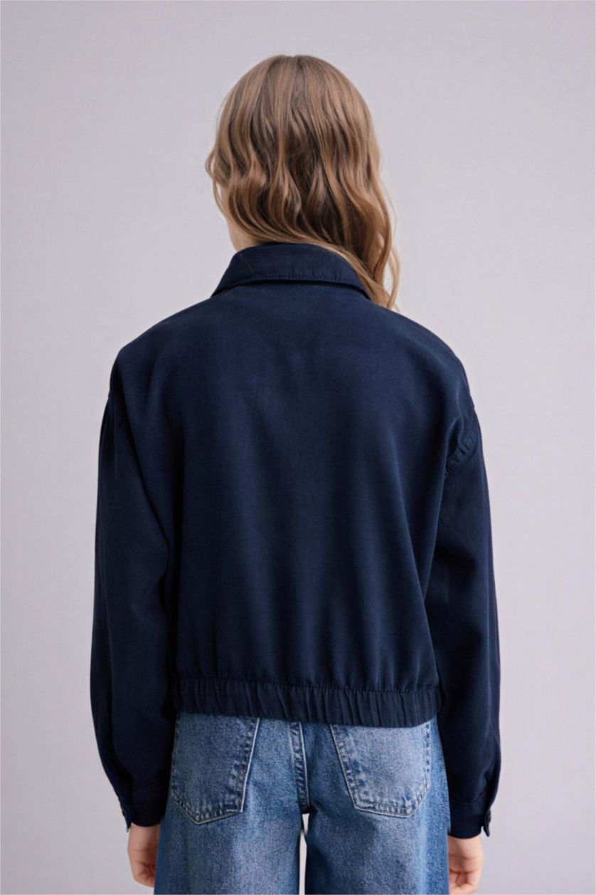 Kız Çocuk - Genç Kız Lacivert Tencel Gömlek Kız Çocuk