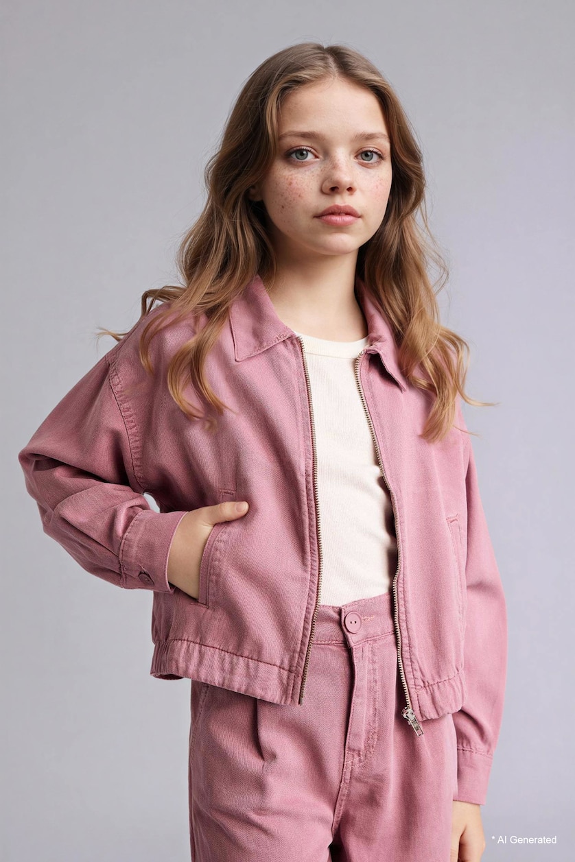 FILLES Bordeaux Chemise à manches longues en Tencel Coupe régulière pour fille