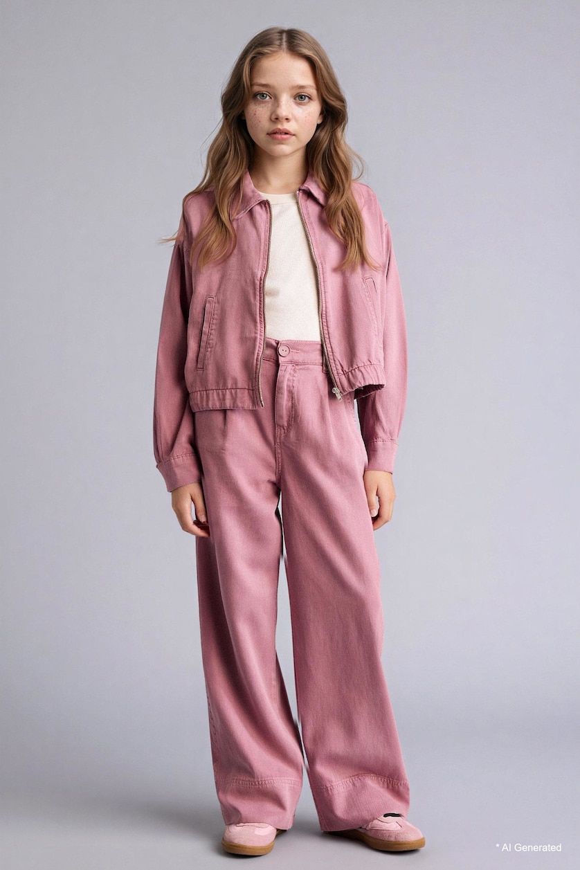FILLES Bordeaux Chemise à manches longues en Tencel Coupe régulière pour fille