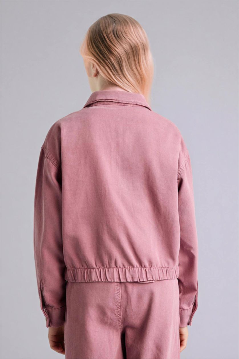 Kız Çocuk - Genç Kız Gülkurusu Regular Fıt Tencel Uzun Kollu Gömlek Kız Çocuk