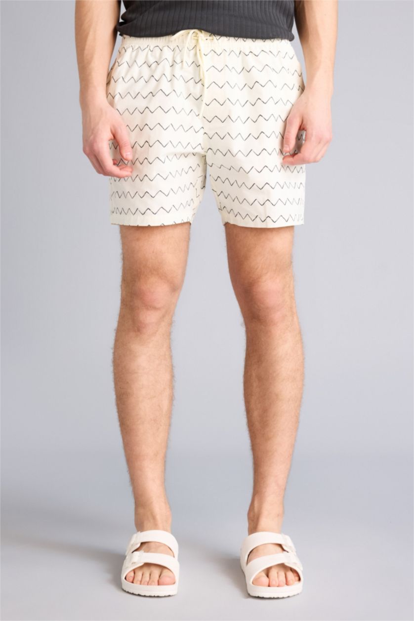 MAN Ecru Printed Swim Shorts
