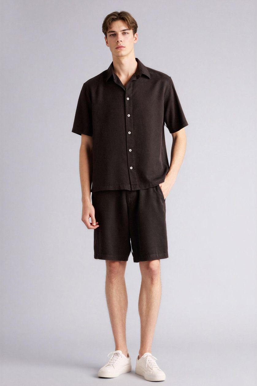 Man Dark Brown Premium Tencel Shirt