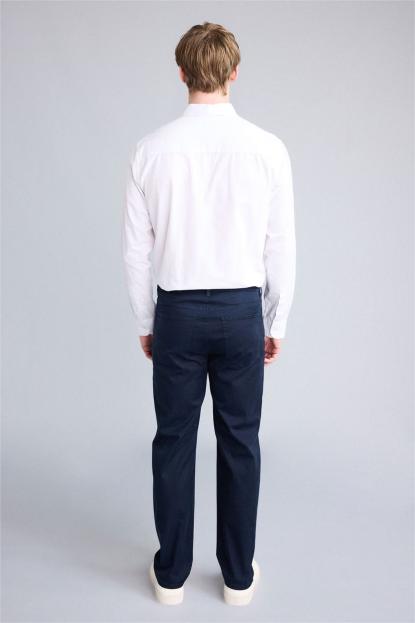 Men NAVY Regular Fit Trousers