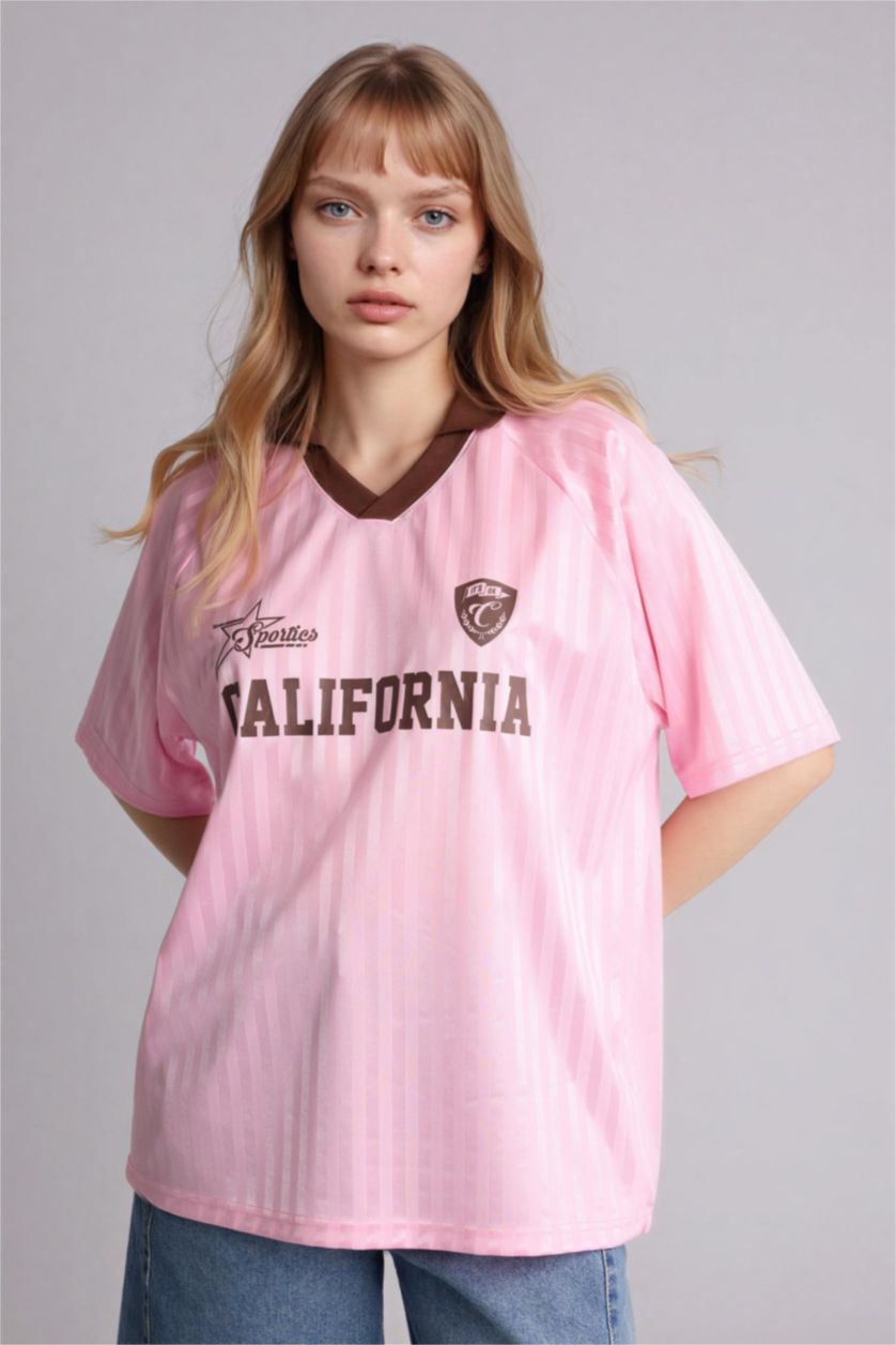 WOMAN Light Pink Printed Oversize T-shirt