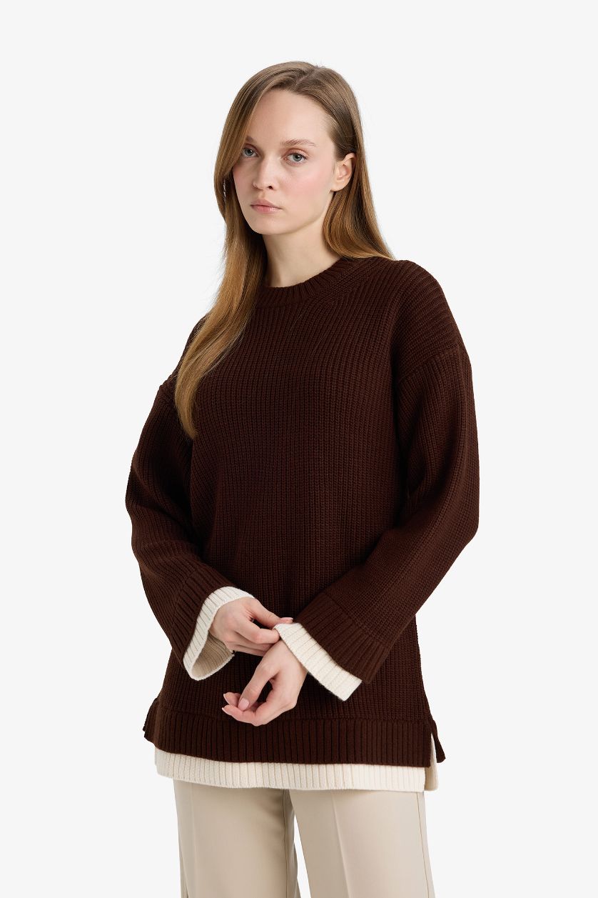 WOMAN Brown Regular Fit Knit Tunic