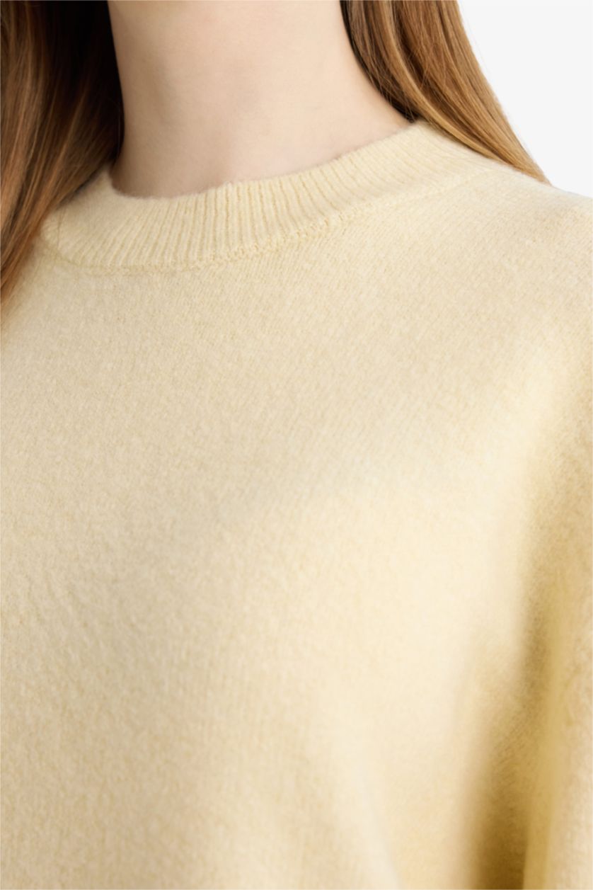 Woman Yellow Loose Fit Knitwear Tunic