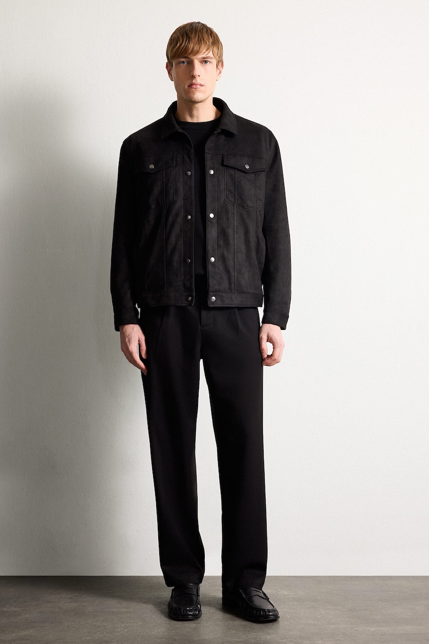 Men Black Zipper Puffer Jacket