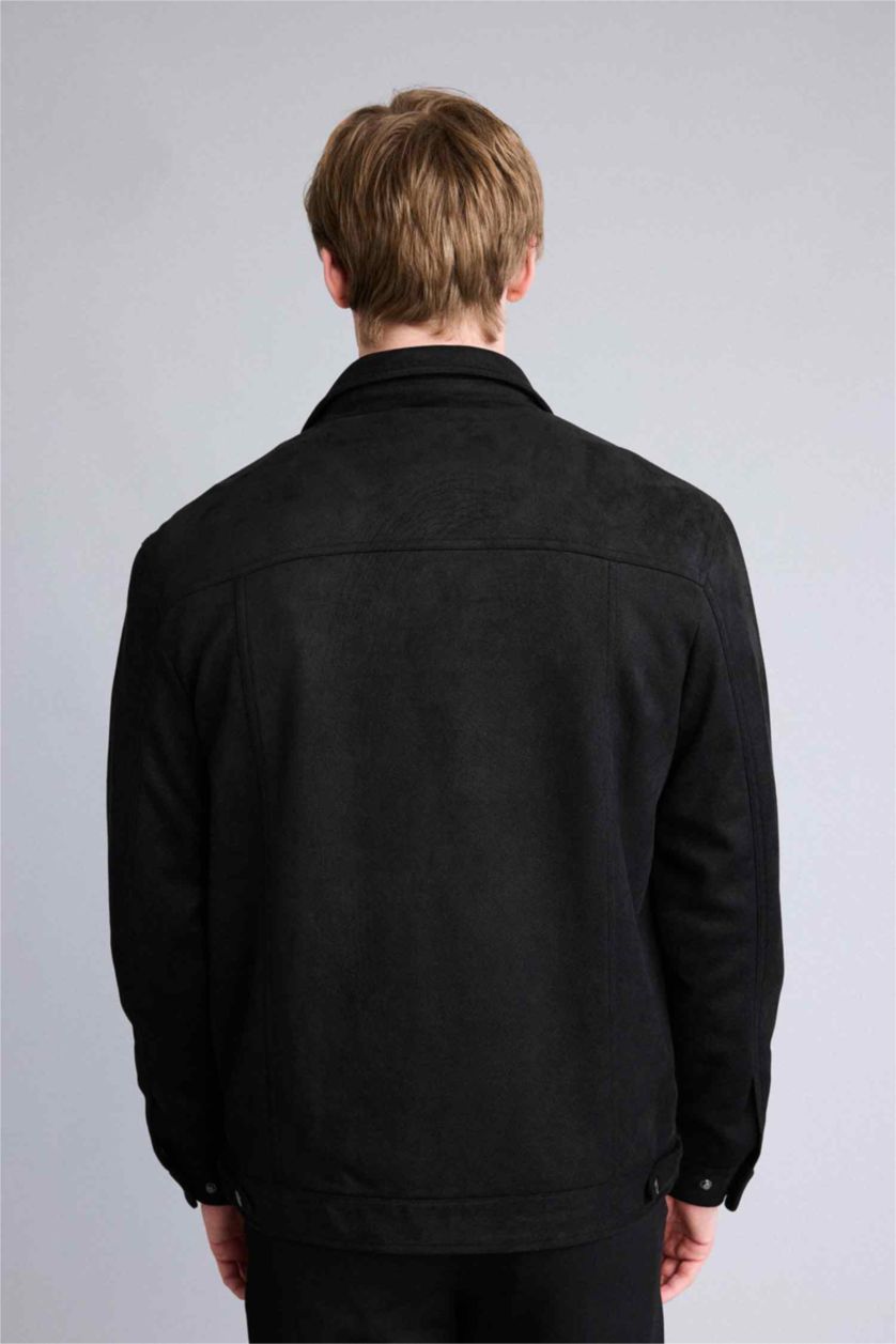 رجال أسود جاكيت شمواه سليم فيت بياخة بولو مبطن