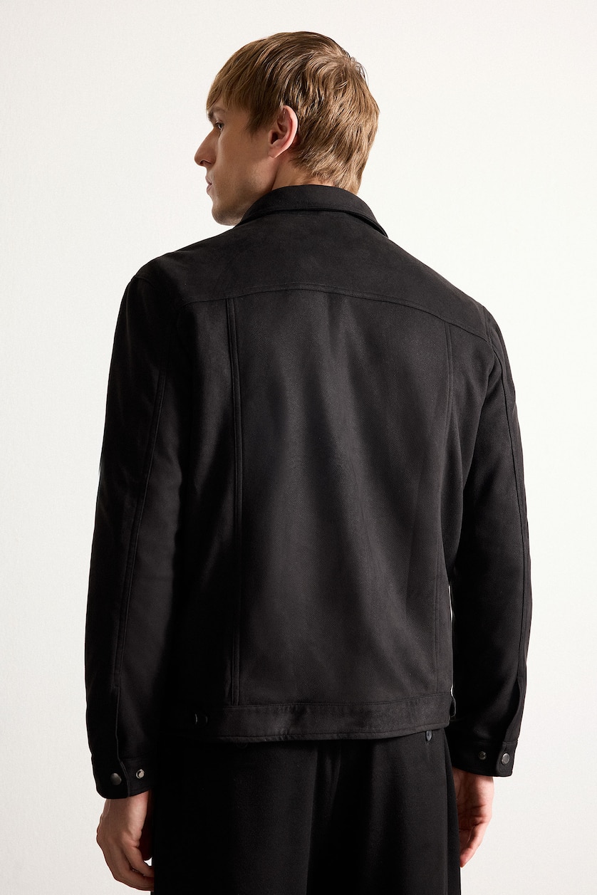 Men Black Zipper Puffer Jacket