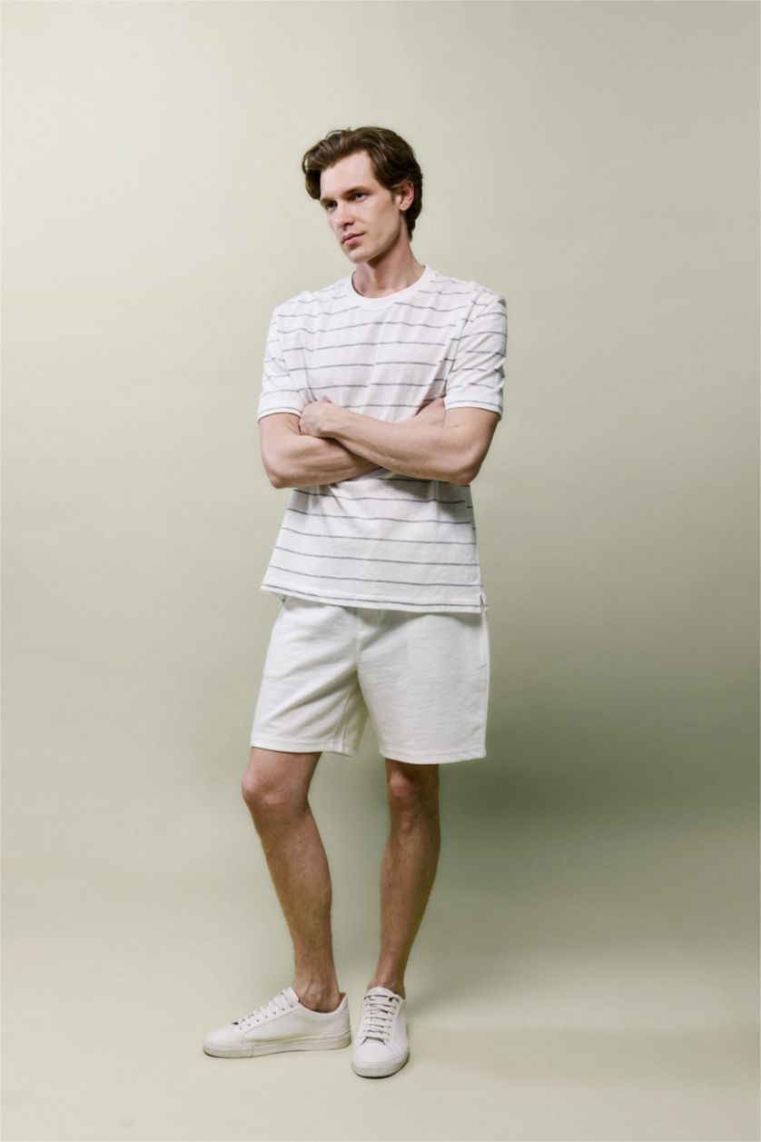 Erkek Ekru Regular Fıt Şort