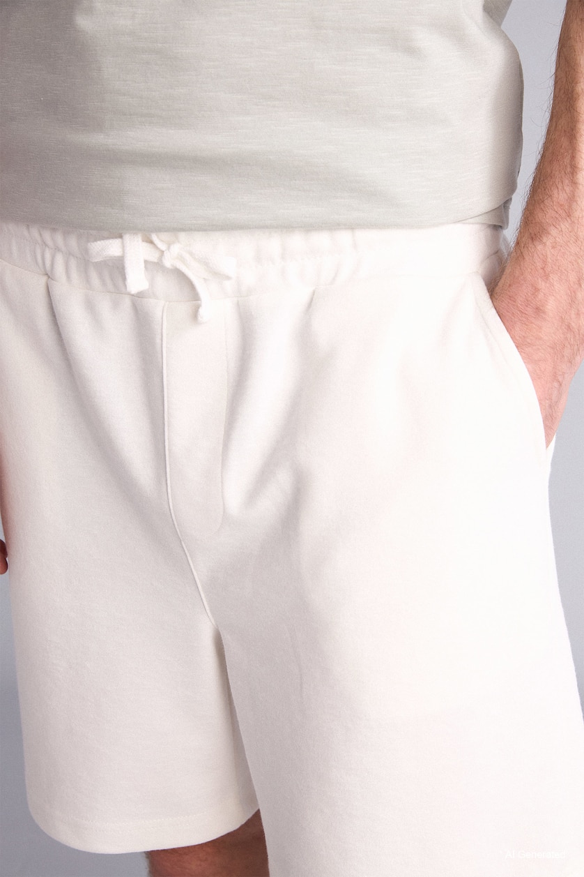 Men Ecru Regular Fit Regular Hem Shorts