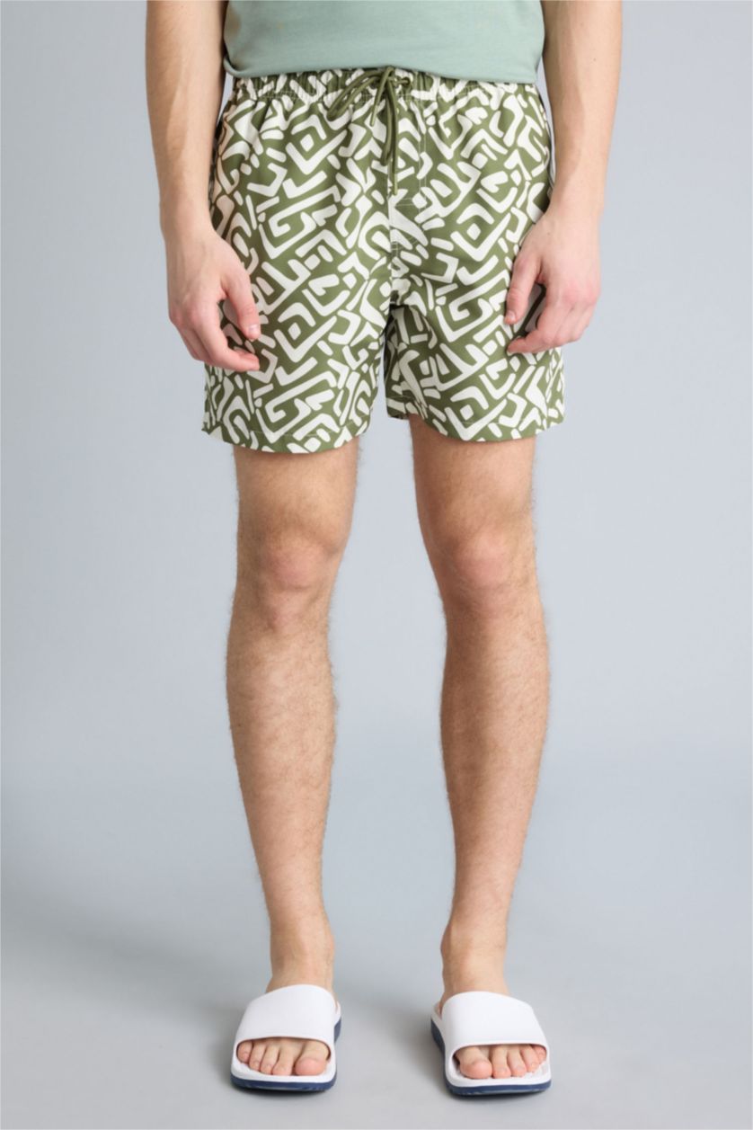 MAN Khaki Printed Swim Shorts