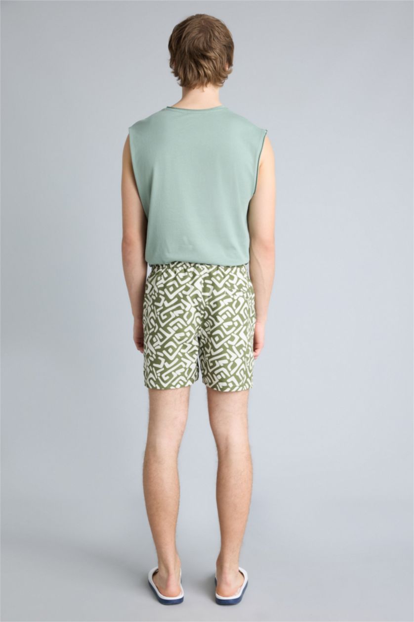 MAN Khaki Printed Swim Shorts