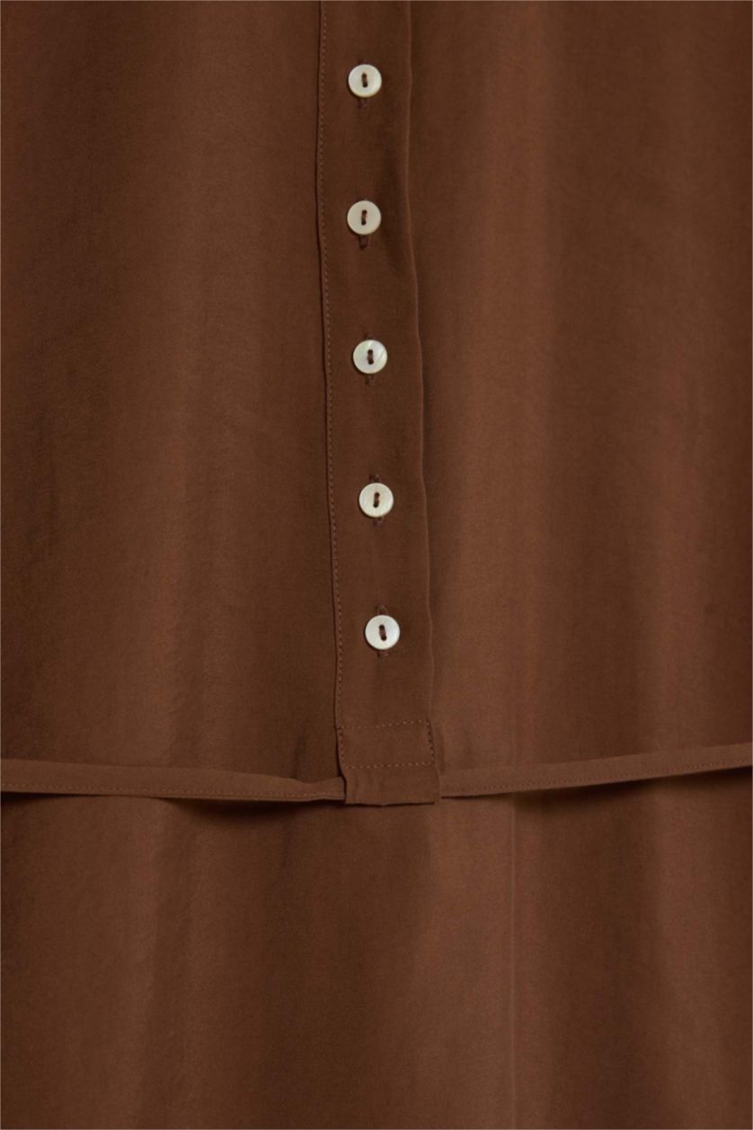 Woman Brown Regular Fit modal Long Sleeve Tunic