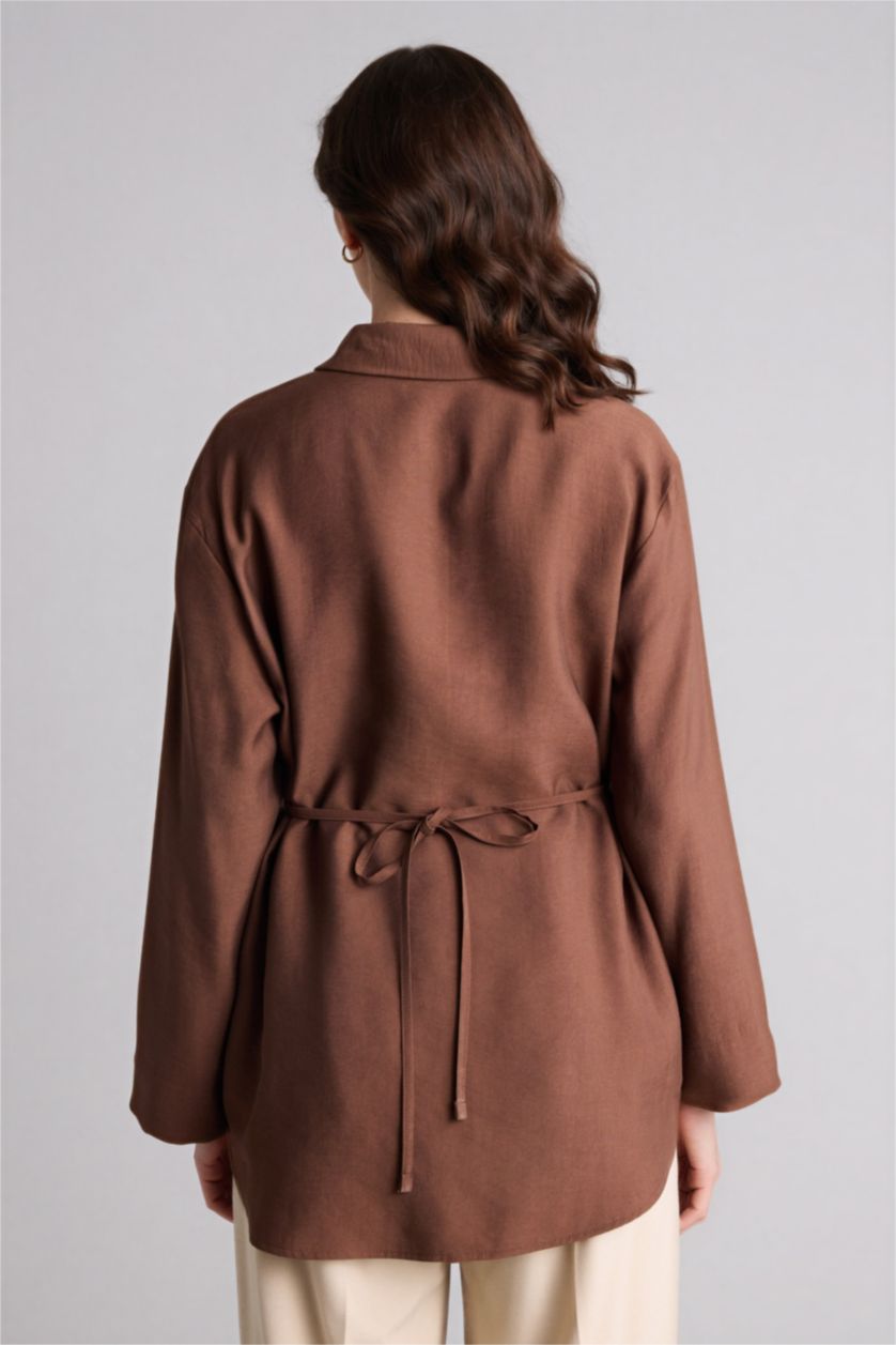 WOMAN Brown Regular Fit modal Long Sleeve Tunic