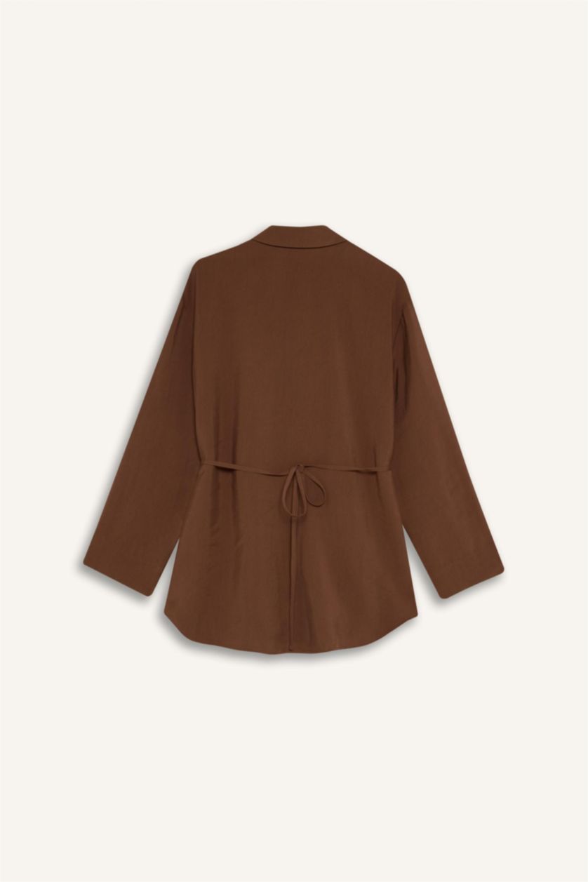 WOMAN Brown Regular Fit modal Long Sleeve Tunic