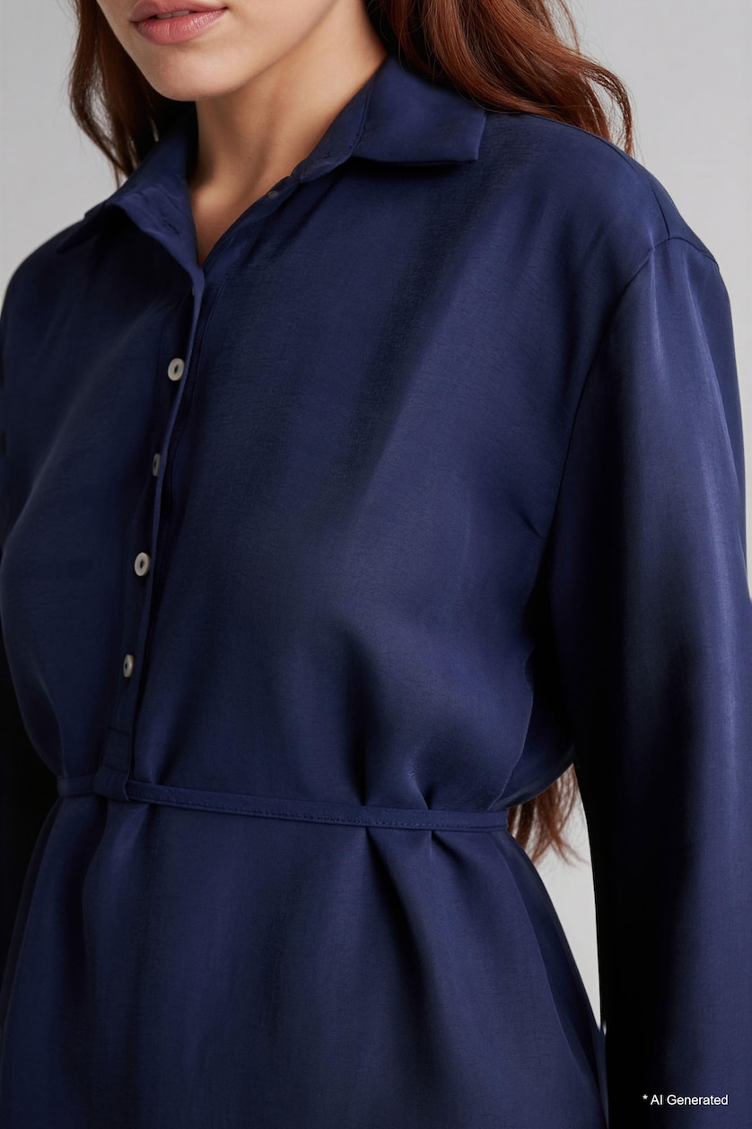 WOMAN NAVY Regular Fit modal Long Sleeve Tunic