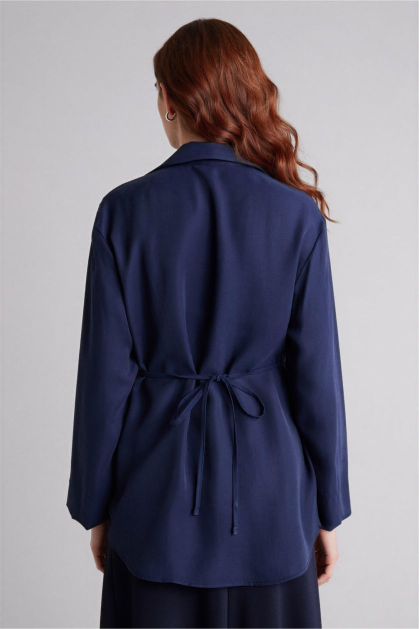 WOMAN NAVY Regular Fit modal Long Sleeve Tunic