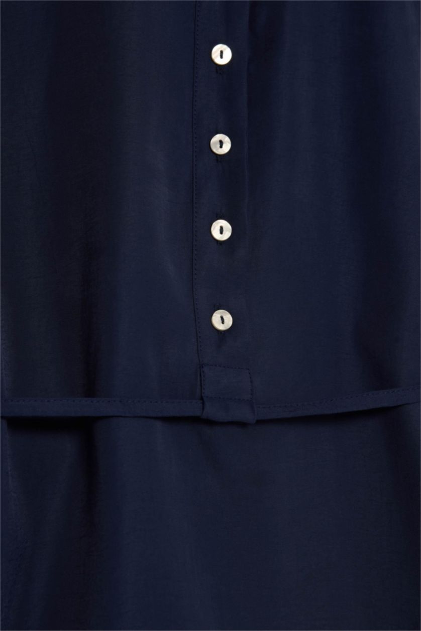 WOMAN NAVY Regular Fit modal Long Sleeve Tunic