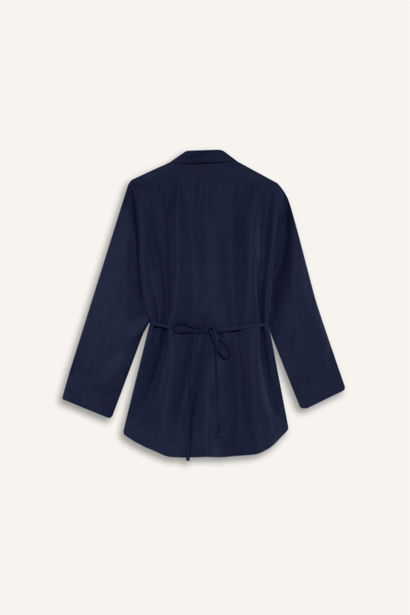 WOMAN NAVY Regular Fit modal Long Sleeve Tunic