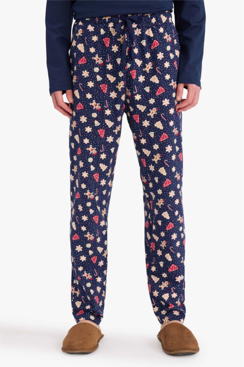 Man NAVY Regular Fit Patterned Long Sleeve 2 Piece Set