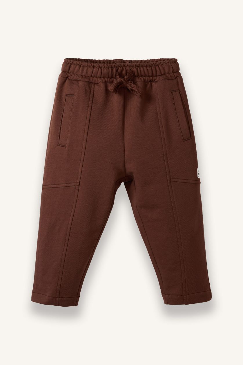 Erkek Bebek Kahve Wide Leg Beli Lastikli Eşofman Altı Erkek Bebek