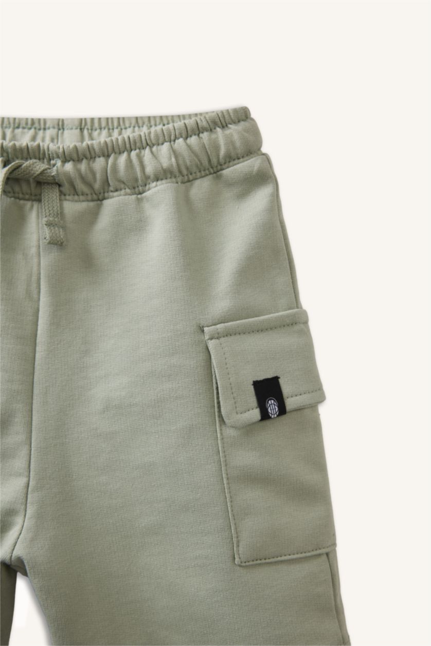 Erkek Bebek Açık Haki Beli Lastikli 2'li Şort Erkek Bebek