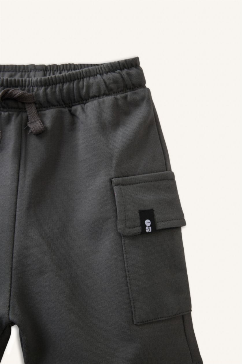 Erkek Bebek Açık Haki Beli Lastikli 2'li Şort Erkek Bebek