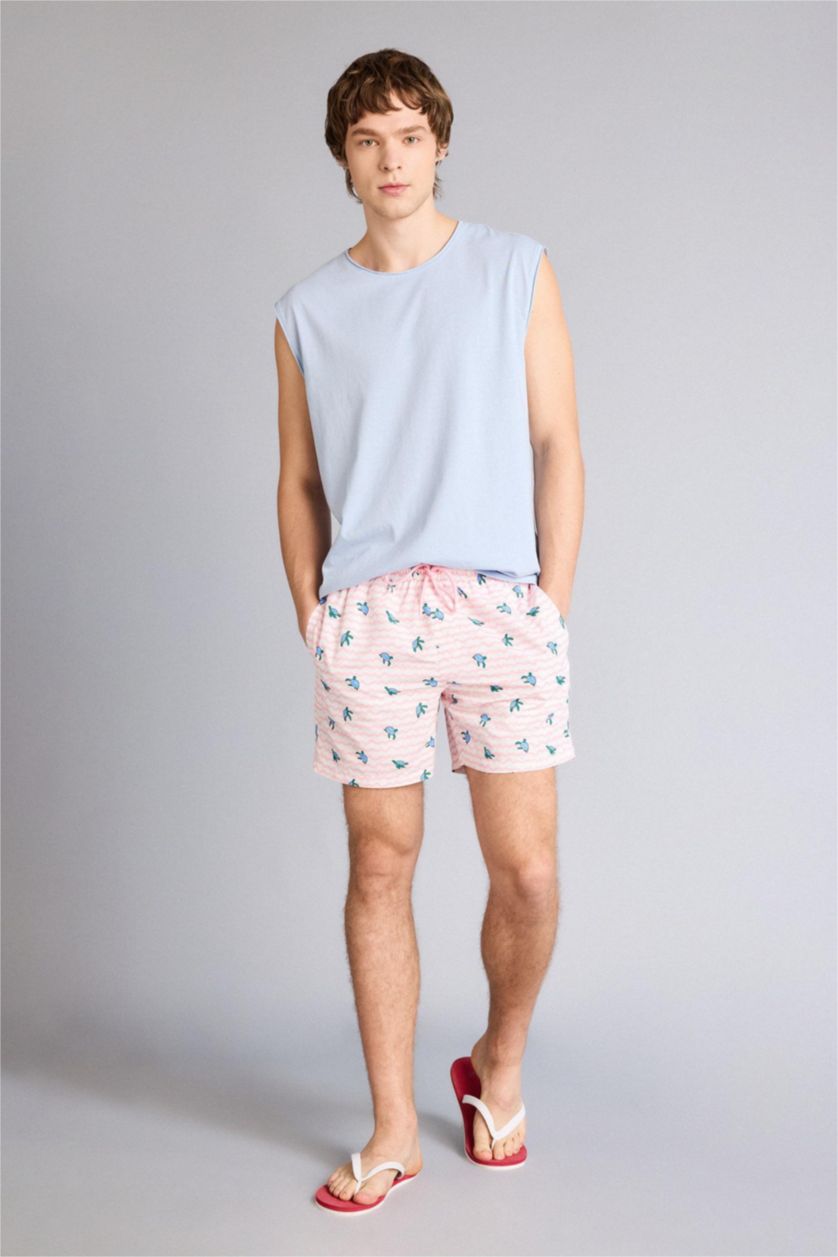 HOMME Rose Clair Short de bain imprimé