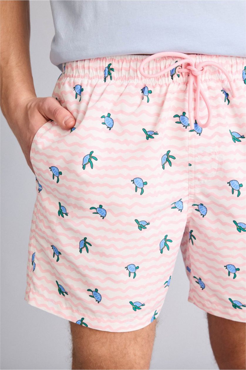 MAN Light Pink Printed Swim Shorts