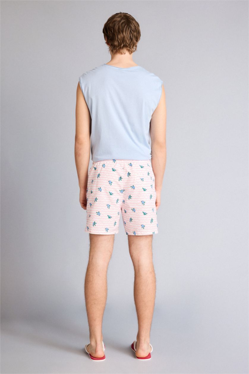 MAN Light Pink Printed Swim Shorts