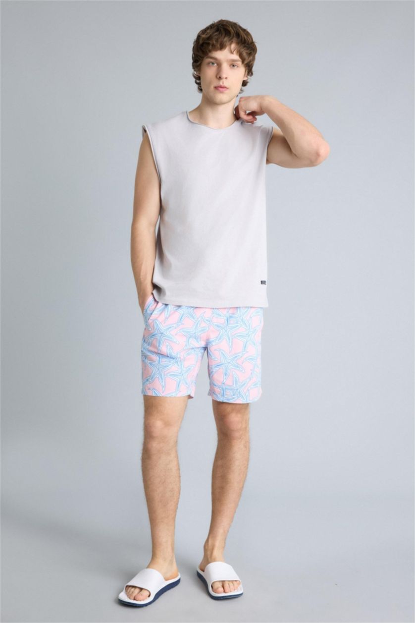 Men Light Pink Regular Fit Swim Shorts