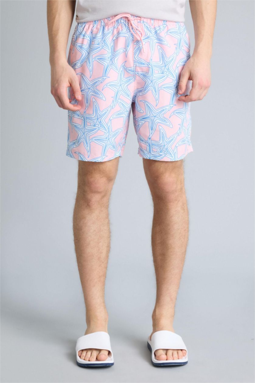 Men Light Pink Regular Fit Swim Shorts