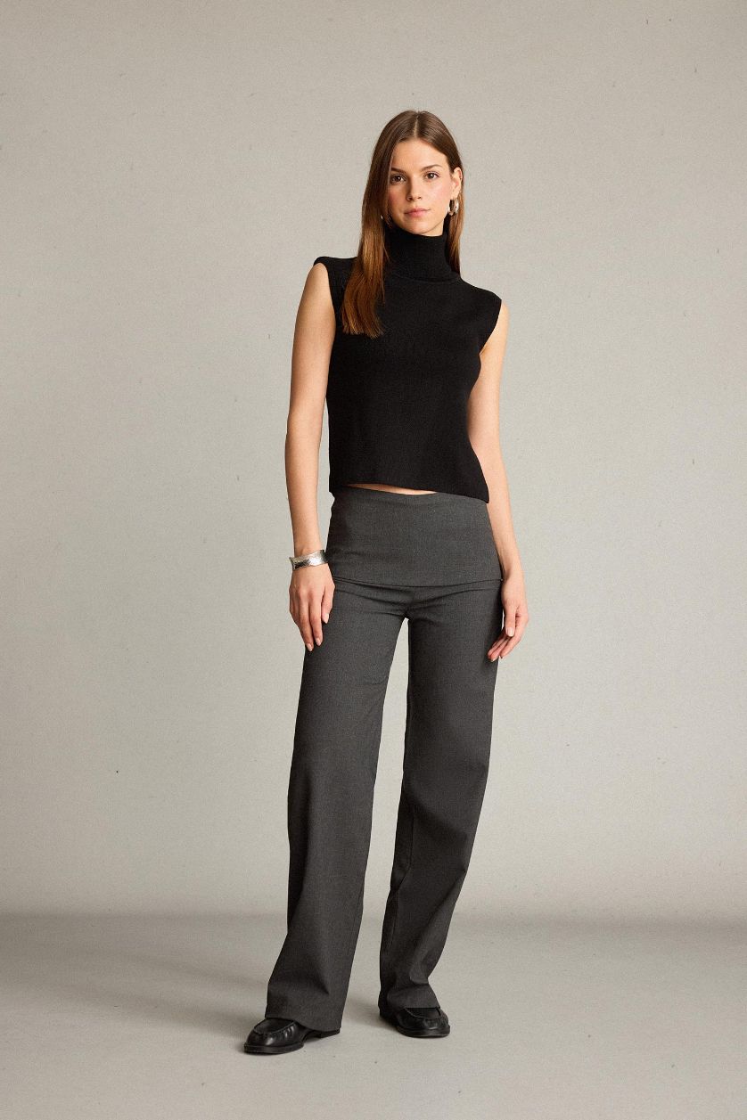 نساء ميلانج رمادي بنطرون برجل عادي