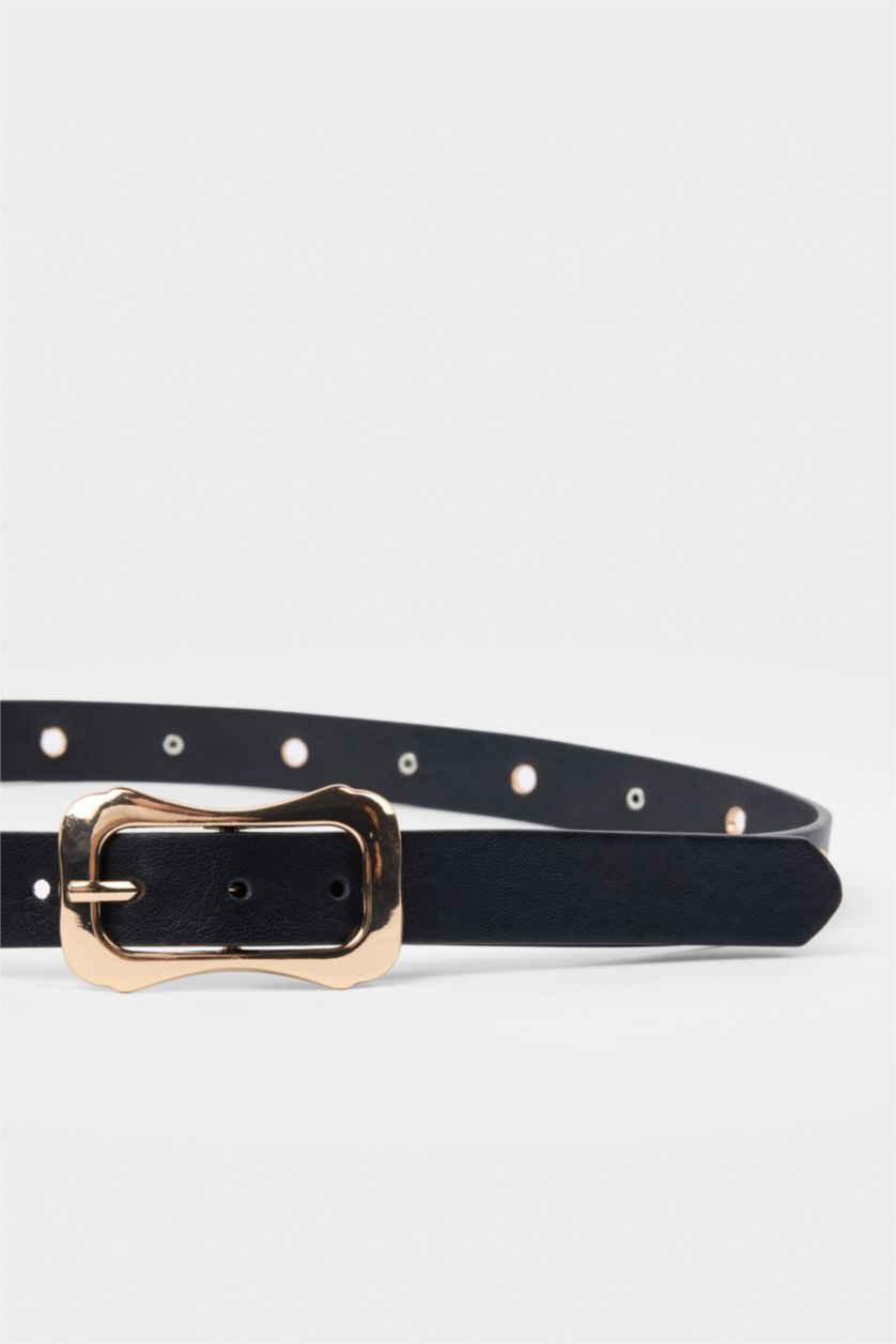 Kadın Siyah Kadın Suni Deri Günlük Kemer