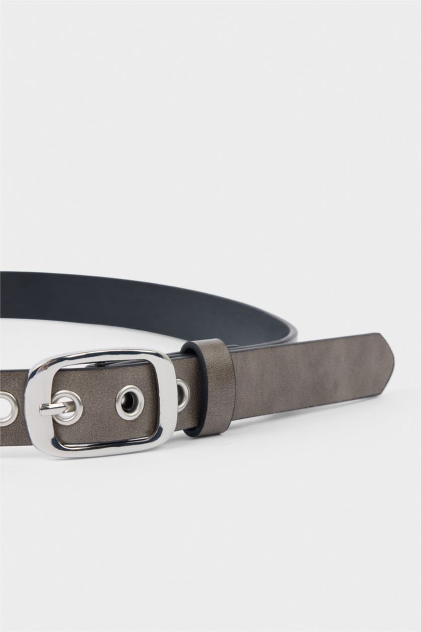 Kadın Gri Kadın Suni Deri Günlük Kemer