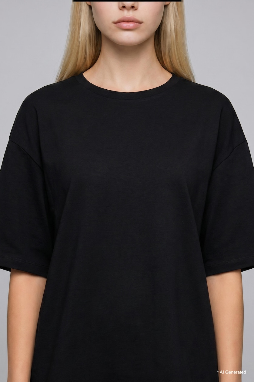 WOMAN Black Relax Fit Short Sleeve T-Shirt