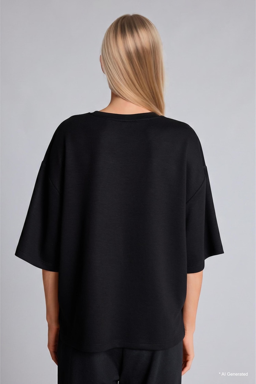 WOMAN Black Relax Fit Short Sleeve T-Shirt