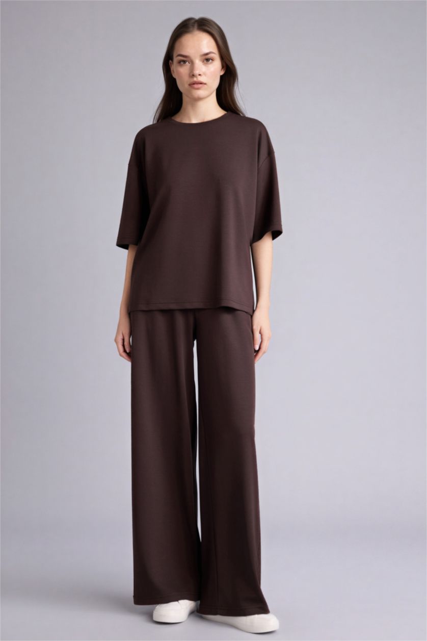 WOMAN Brown Relax Fit Crew Neck Short Sleeve T-Shirt