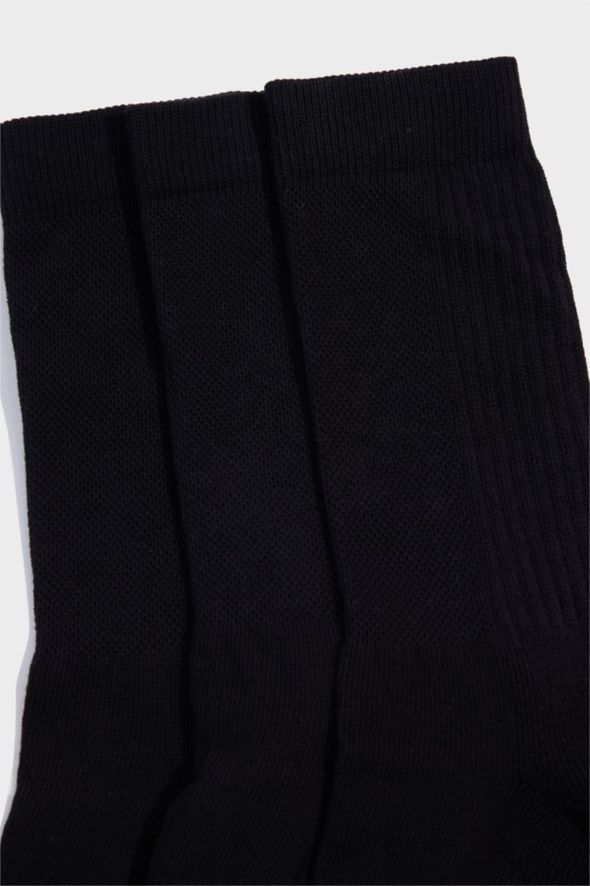 Erkek Siyah Erkek Dikişsiz 3'lü Pamuklu Havlu Spor Çorap