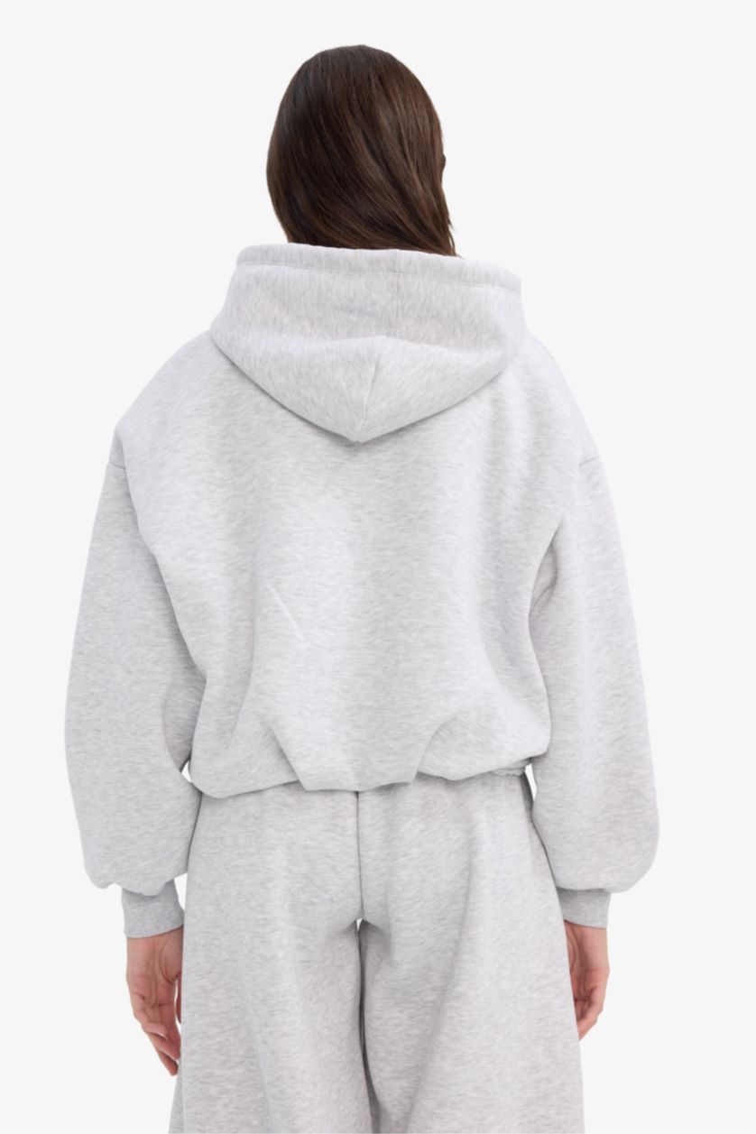 نساء ميلانج رمادي سويت شيرت اوفر سايز بغطاء للرأس